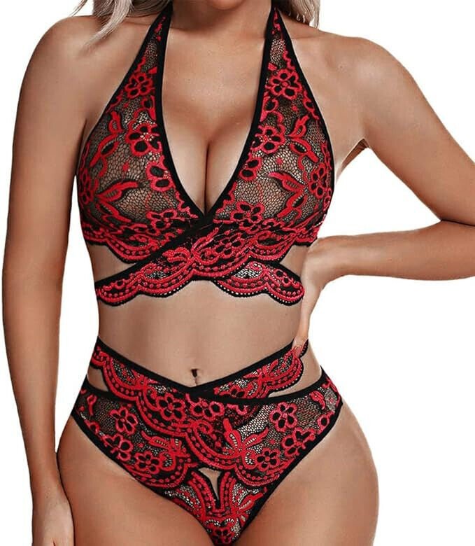 Lingerie Set Women Sexy Lace Erotic Lingerie Outfits See Through Floral Lace Set