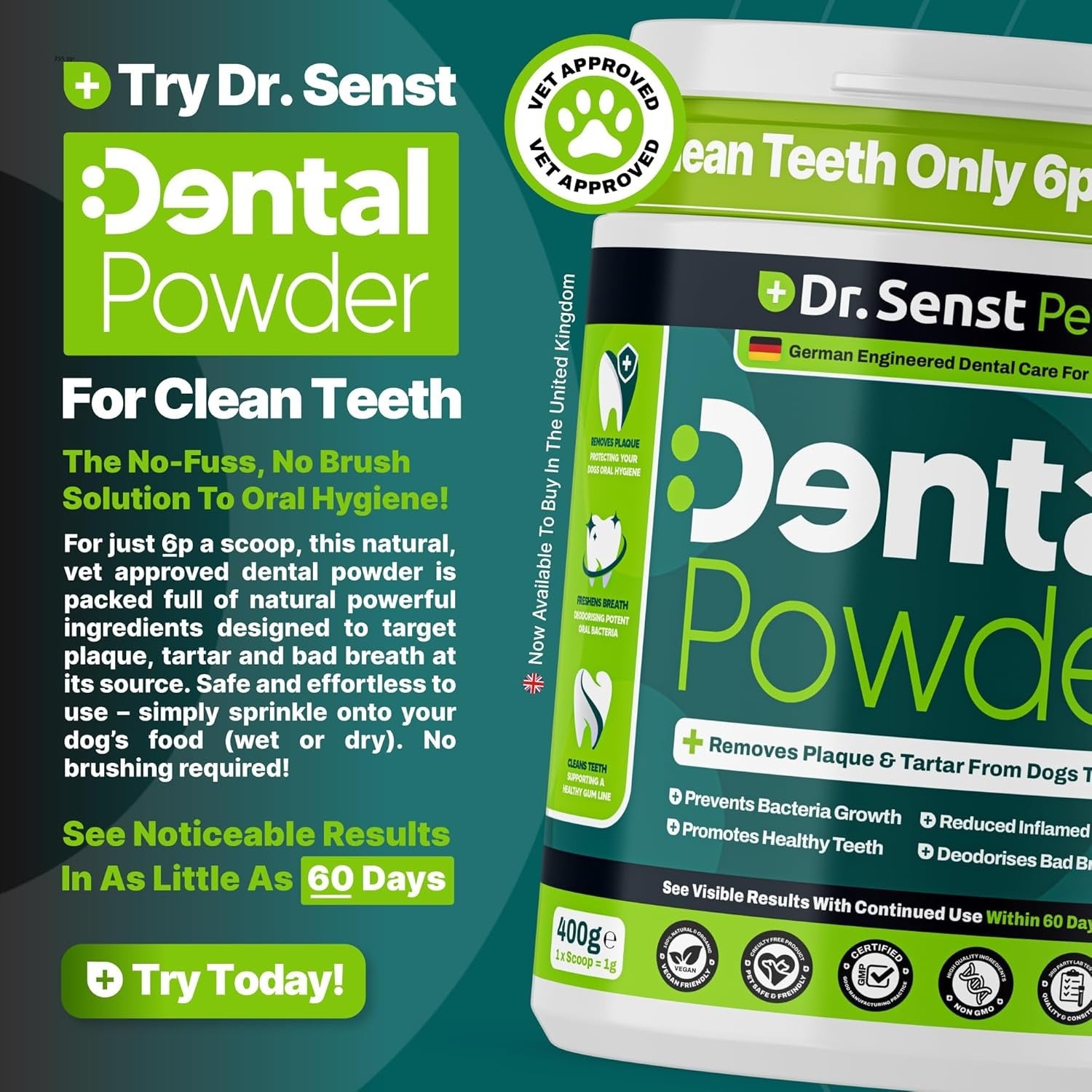 Dr Senst Plaque Off Powder Dogs 400g Dog Teeth Cleaning Products & Breath Fresh