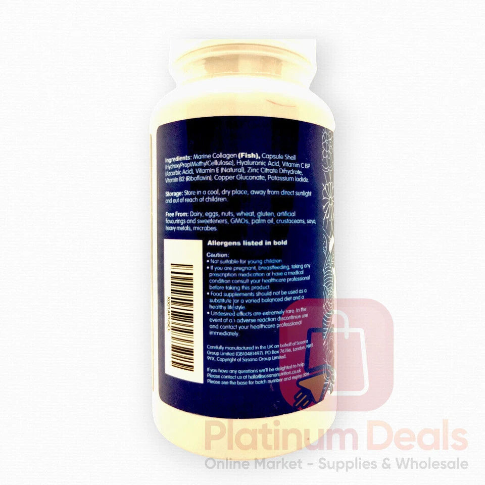 Hydrolised Marine Collagen Capsules 1000mg Type 1 Pure Max Strength Skin Hair