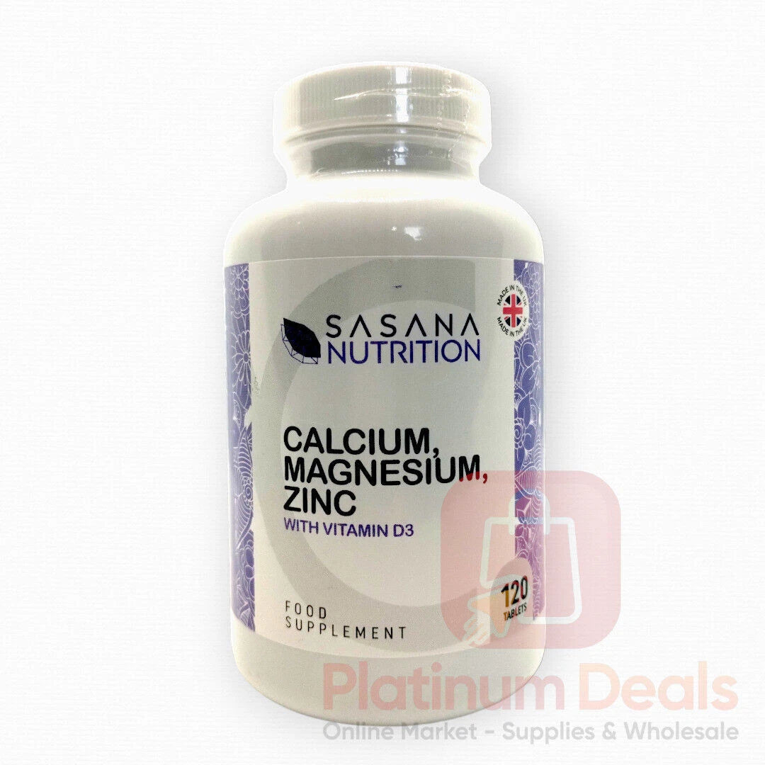 Calcium, Magnesium & Zinc w/ Vitamin D | Sasana Nutrition | 120 Tablets