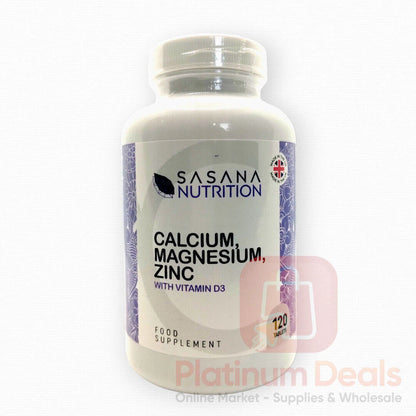 Calcium, Magnesium & Zinc w/ Vitamin D | Sasana Nutrition | 120 Tablets
