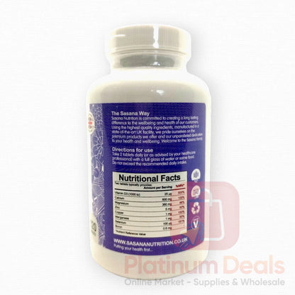 Calcium, Magnesium & Zinc w/ Vitamin D | Sasana Nutrition | 120 Tablets