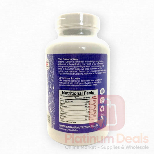 Calcium, Magnesium & Zinc w/ Vitamin D | Sasana Nutrition | 120 Tablets