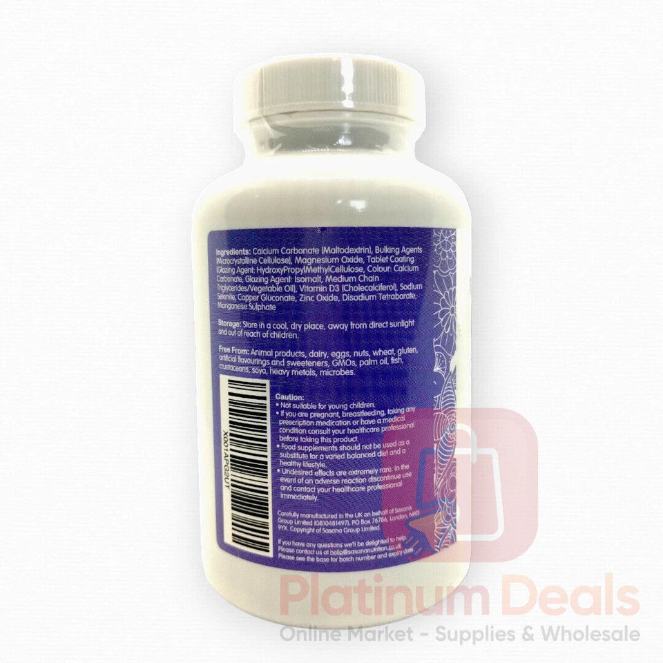 Calcium, Magnesium & Zinc w/ Vitamin D | Sasana Nutrition | 120 Tablets