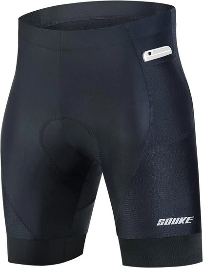 Souke Sports Men's Cycling Shorts 4D Padded Road Bike Bib Shorts with Pockets S