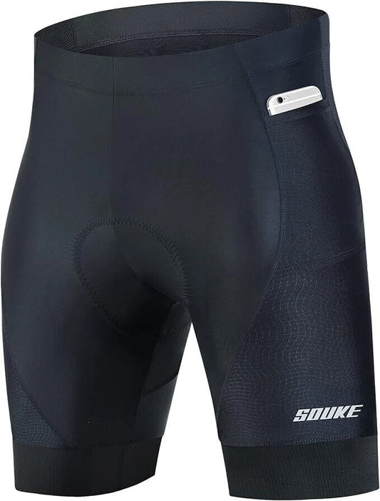Souke Sports Men's Cycling Shorts 4D Padded Road Bike Bib Shorts with Pockets S