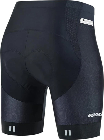 Souke Sports Men's Cycling Shorts 4D Padded Road Bike Bib Shorts with Pockets S
