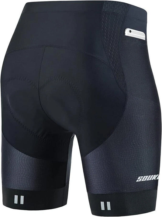 Souke Sports Men's Cycling Shorts 4D Padded Road Bike Bib Shorts with Pockets S