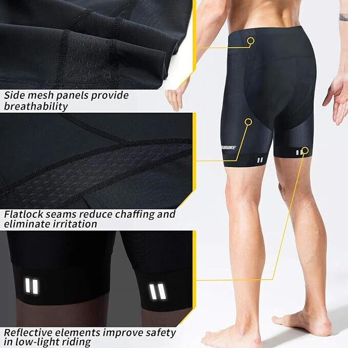 Souke Sports Men's Cycling Shorts 4D Padded Road Bike Bib Shorts with Pockets S