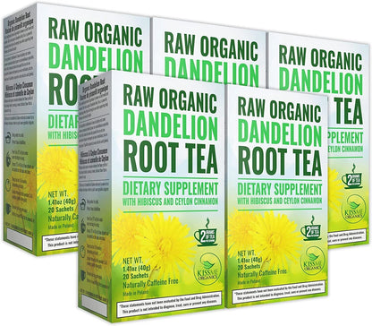 Organic Dandelion Root Tea Detox | Raw Vitamin Rich Digestive | 5 Pack 100 Bags